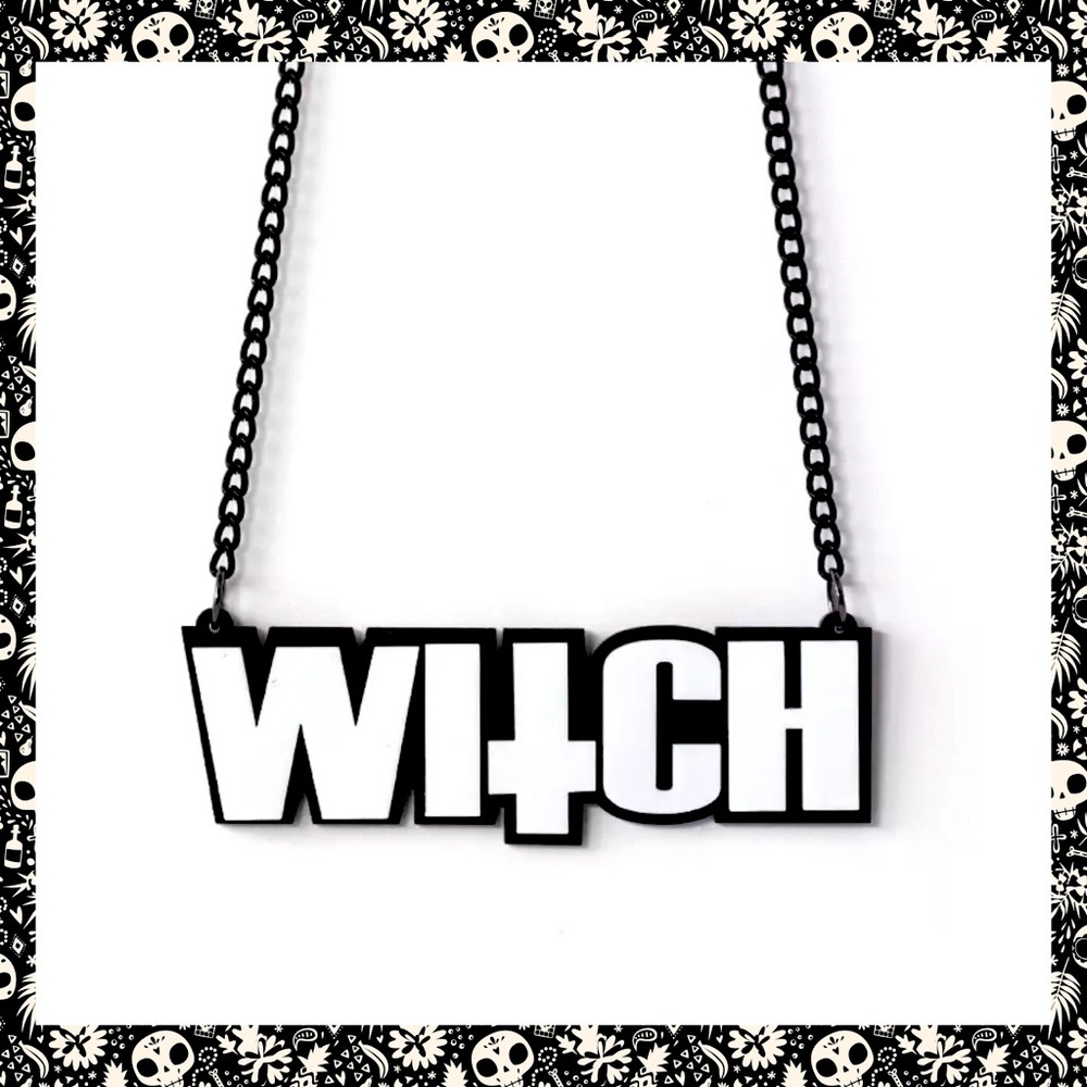Black White Acrylic “Witch” necklace